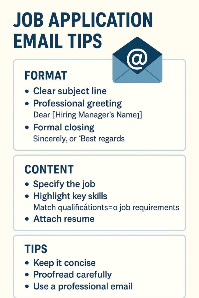 A job application email infographic